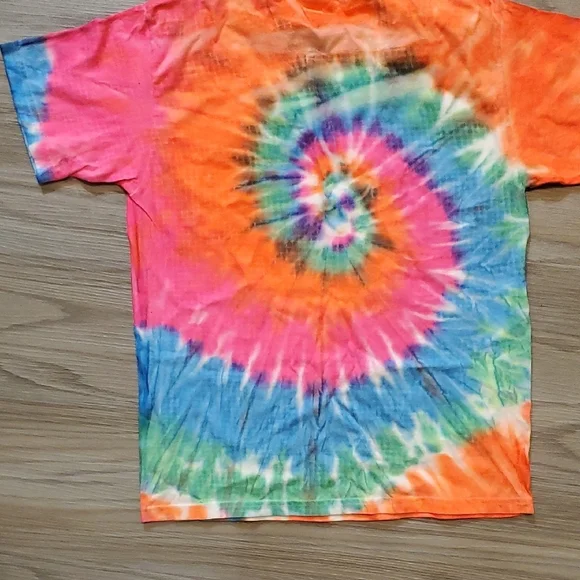 Bahamas Tie-Dye Kids T-Shirt - Orange, Pink, Blue-Size Medium - Picture 3 of 4